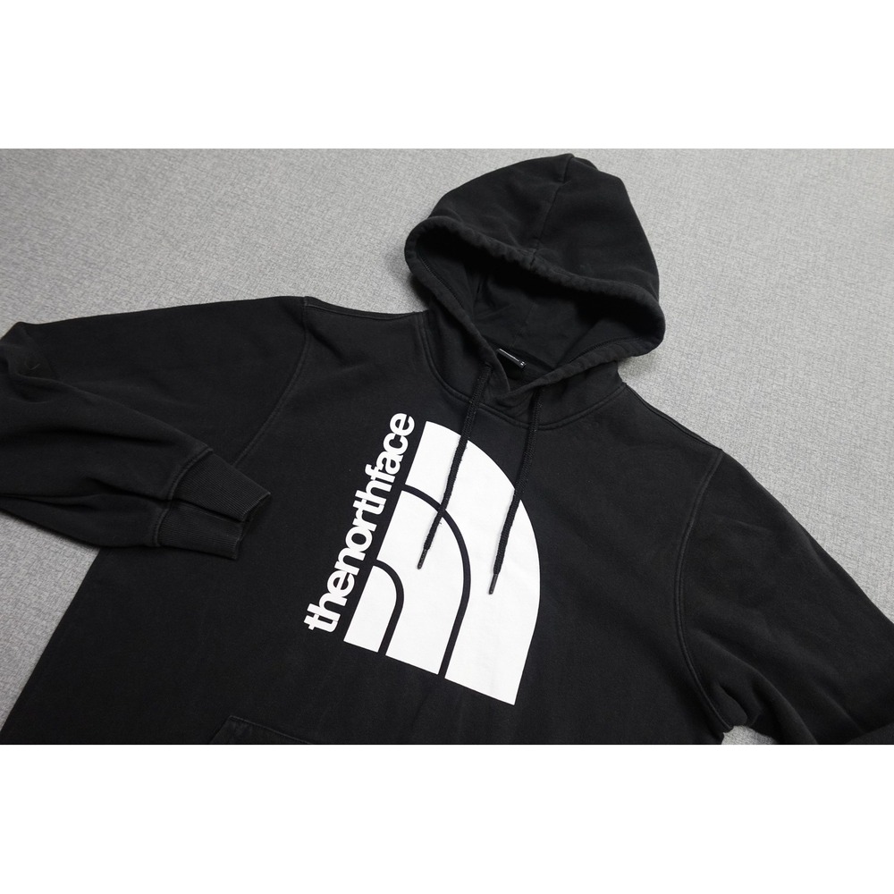 The North Face Sweatshirt Mens Medium Black Hoodie Pullover Big Logo Fleece